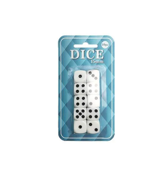 DICE PLASTIC 15MM 10PC