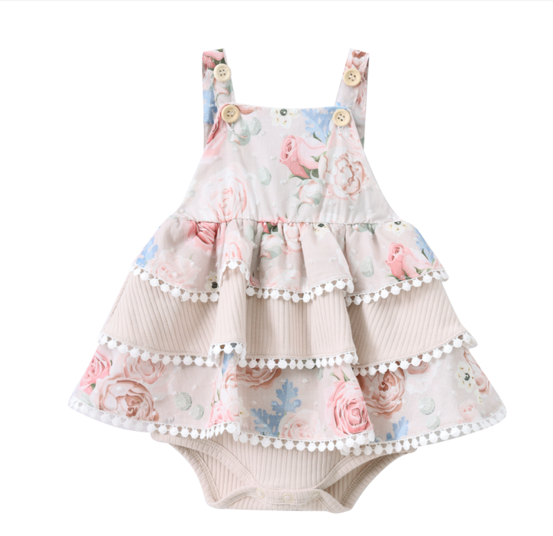 Cracked Soda | Naomi Bodysuit Layered Dress -  Beige