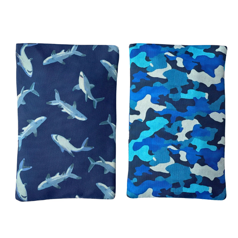 Gel Ice Packs in Fabric Sleeves 2-Pack - Sharks & Camouflage