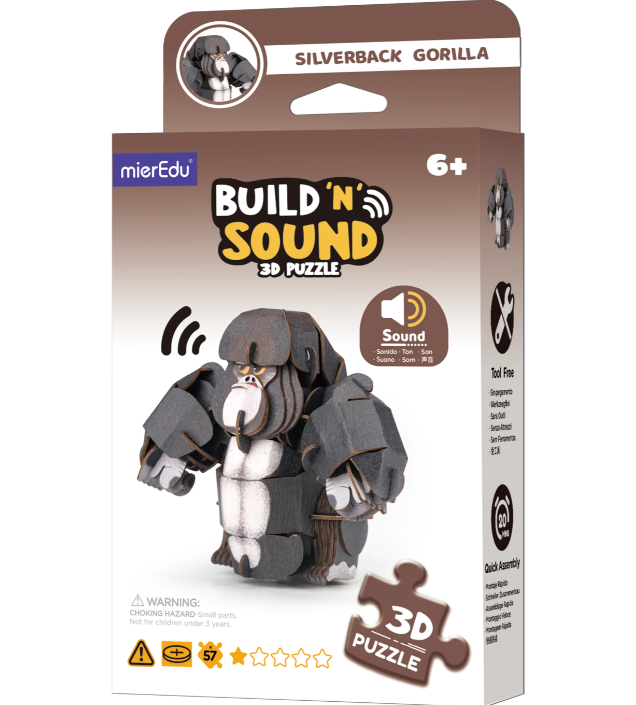 MierEdu | Build'N'Sound 3D Puzzle - Silverback Gorilla