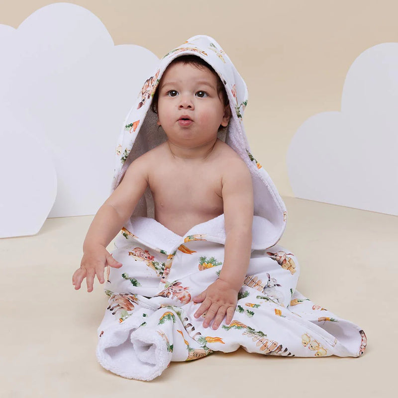 Snuggle Hunny | Organic Hooded Baby Towel Farm