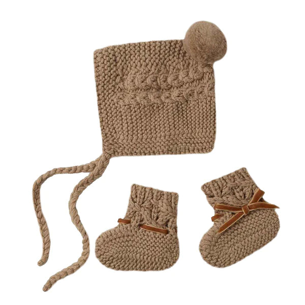 Snuggle Hunny | Fawn Merino Hat & Booties Set