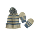 Hi-Hop | Stripe Beanie Glove Set - Sage/Blue