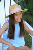 Sundaise | Girls Emma Panama Hat with Blush Ribbon 6-12yrs