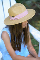 Sundaise | Girls Emma Panama Hat with Blush Ribbon 6-12yrs