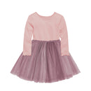 Confetti Kidz | L/S Ribbed Tulle Dress - Dusty Pink