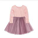 Confetti Kidz | L/S Ribbed Tulle Dress - Dusty Pink