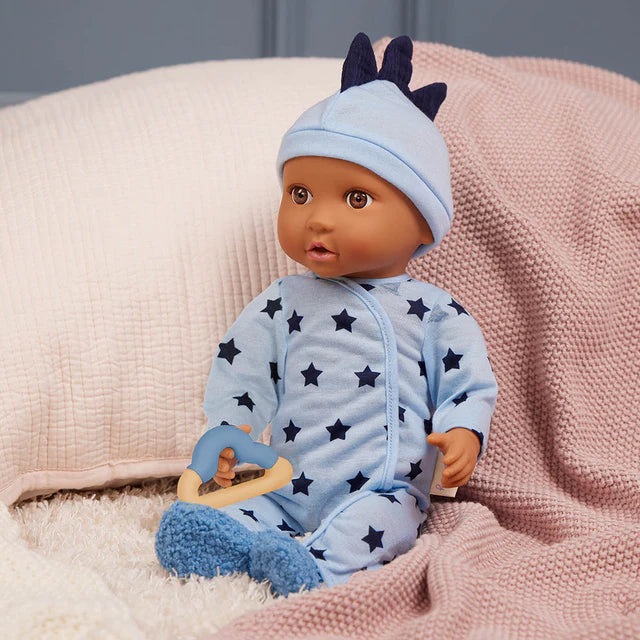 LullaBaby 14" Doll Clothing Set - Blue Star Onsie with Hat & Slippers