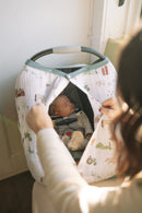 Muslin Car Seat Canopy V2 - Farmyard