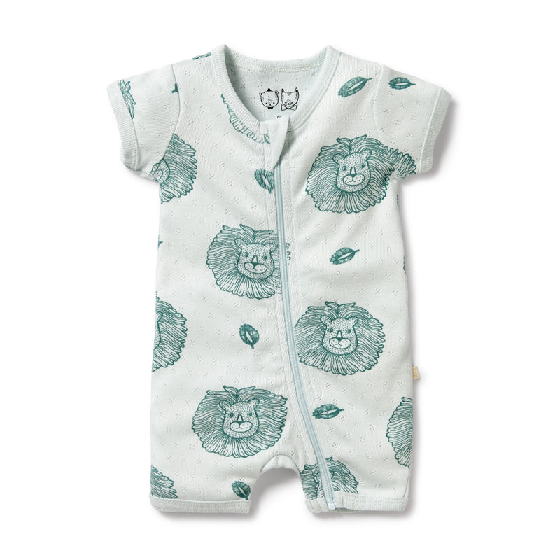 W & F | Little Lion Organic Pointelle Boyleg Zipsuit