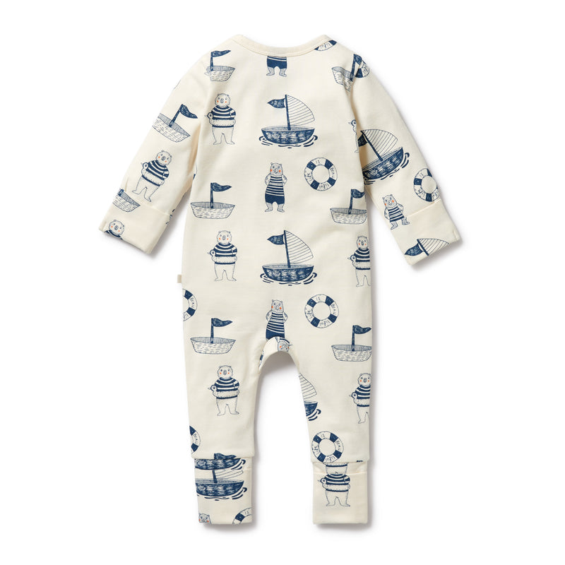 W & F | Nautical Bear Organic Zipsuit with Feet