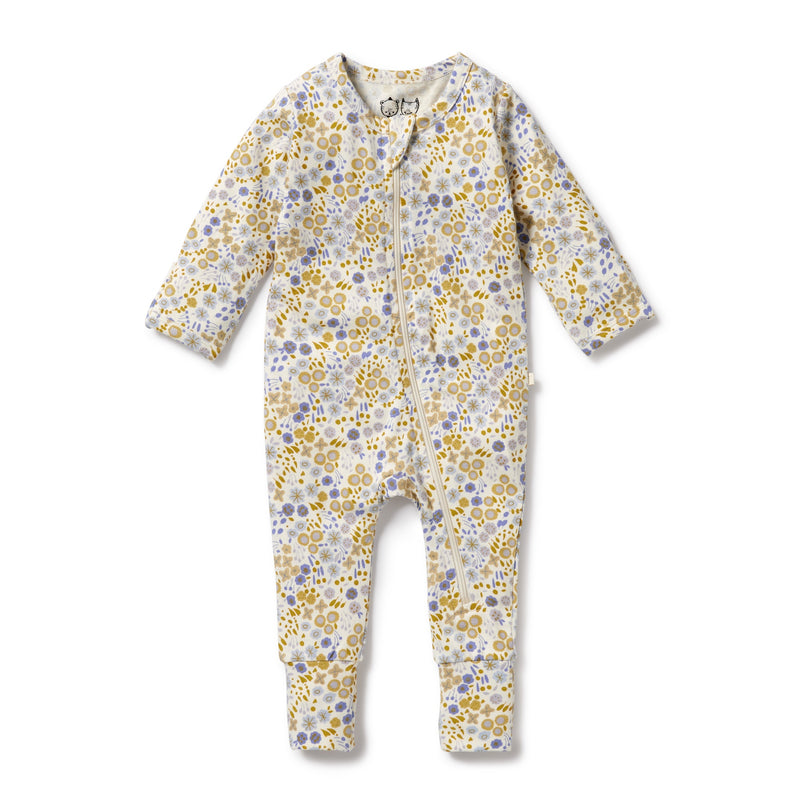 W & F | Little Meadow Organic Zipsuit with Feet