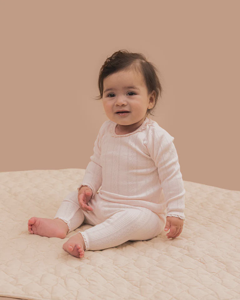 Bébé | Baby Girls Dusky Pink Pointelle L/S Top