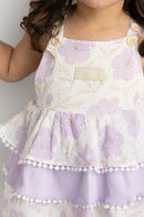 Cracked Soda | Wisteria Bodysuit Layered Dress - Purple Floral