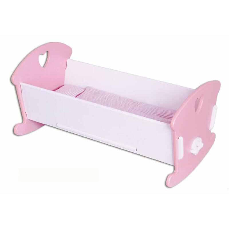 Fun Factory - Wooden Pink and White Doll's Cradle