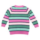 Korango | Girls Long Striped Knit Sweater - Green/Pink