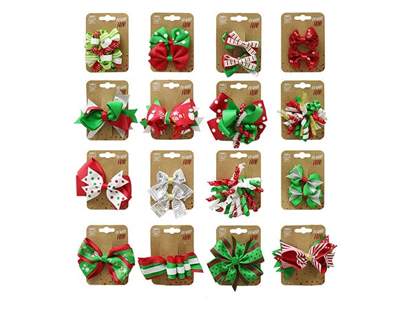 Christmas Hair Ribbon Clips Megamix  Asst