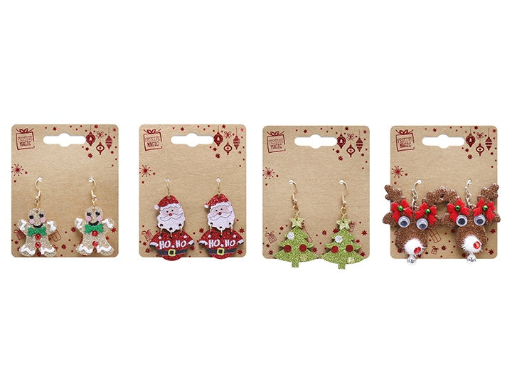 CHRISTMAS EARRINGS NOVELTY GLITTER Asst RRP $4.99