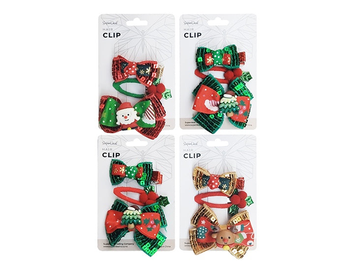 3pce Christmas Hair Clips - Asst