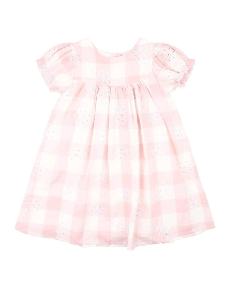 Bebe | Girls Lara Cutwork Woven Check Dress