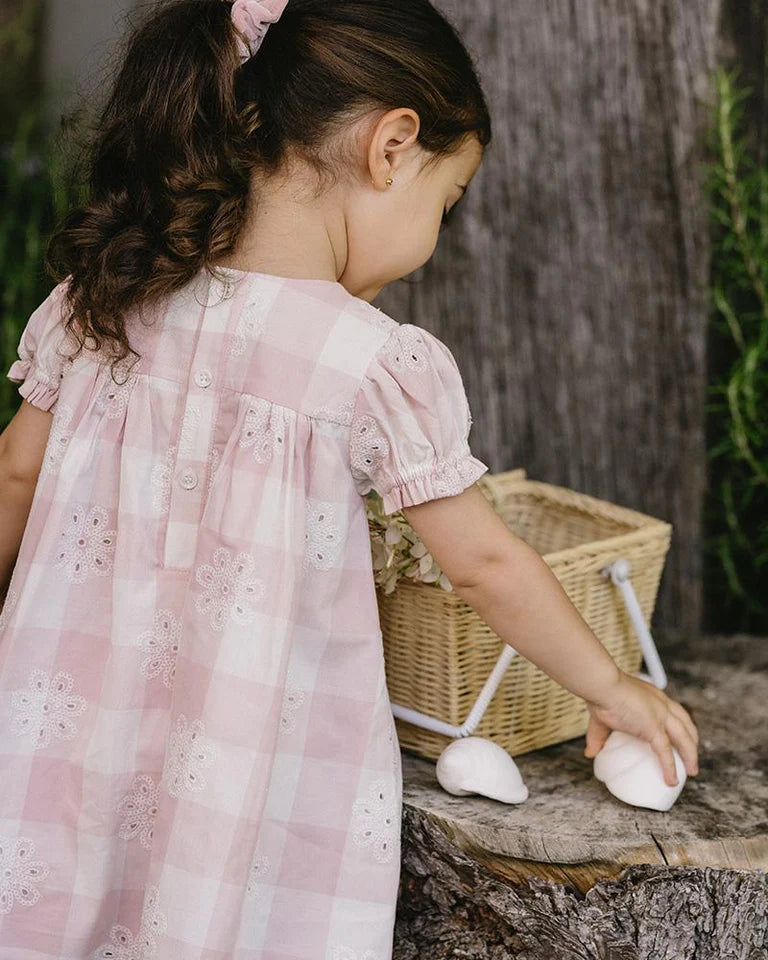 Bebe | Baby Girls Cutwork Woven Check Dress