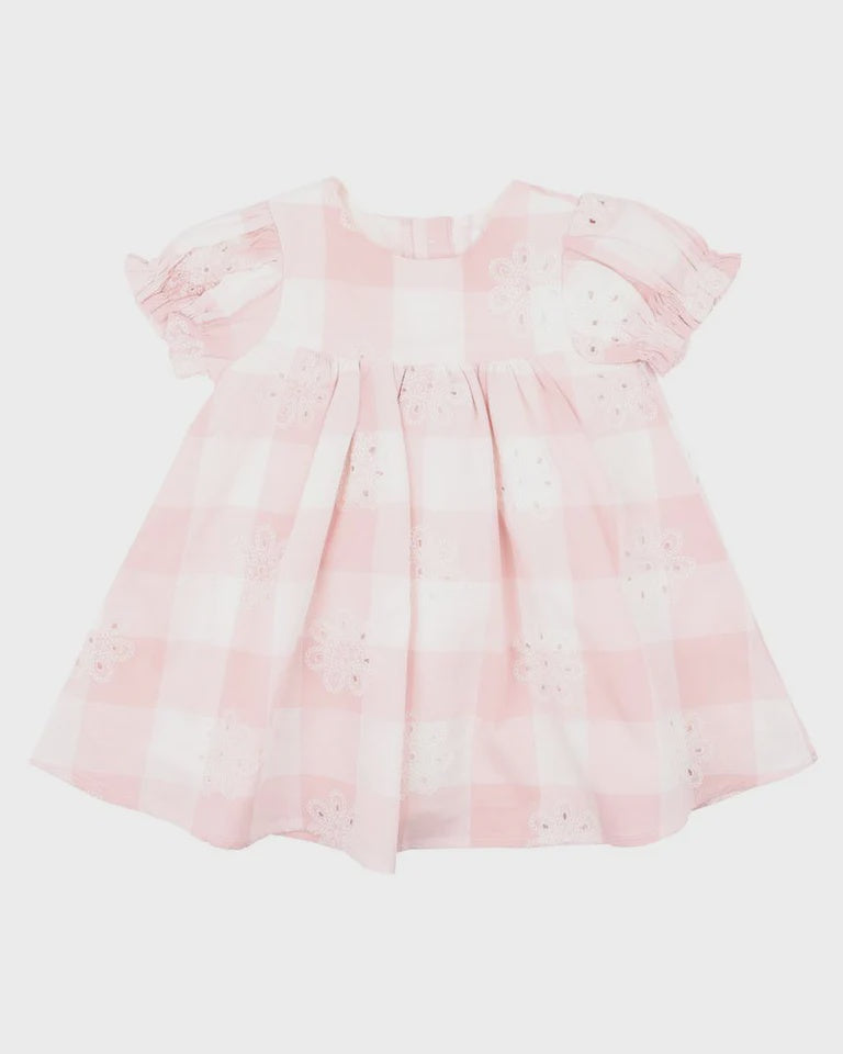 Bebe | Baby Girls Cutwork Woven Check Dress