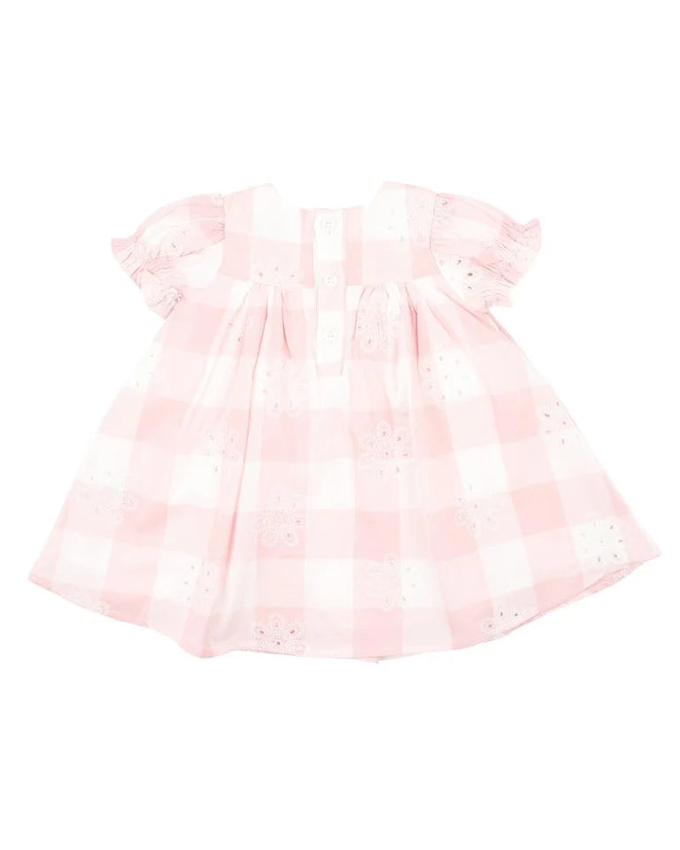 Bebe | Baby Girls Cutwork Woven Check Dress