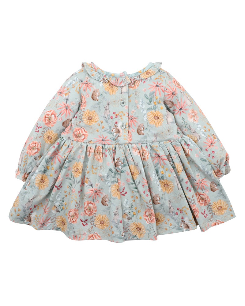 Bébé | Baby Girl Olive Print Overlay Dress