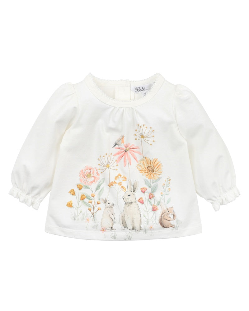 Bébé | Baby Girls Olive L/S Scene Tee - Cloud