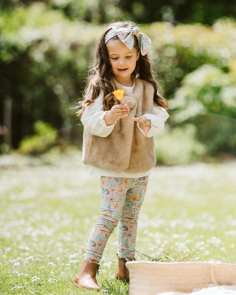 Bébé | Baby Girls Olive Print Leggings