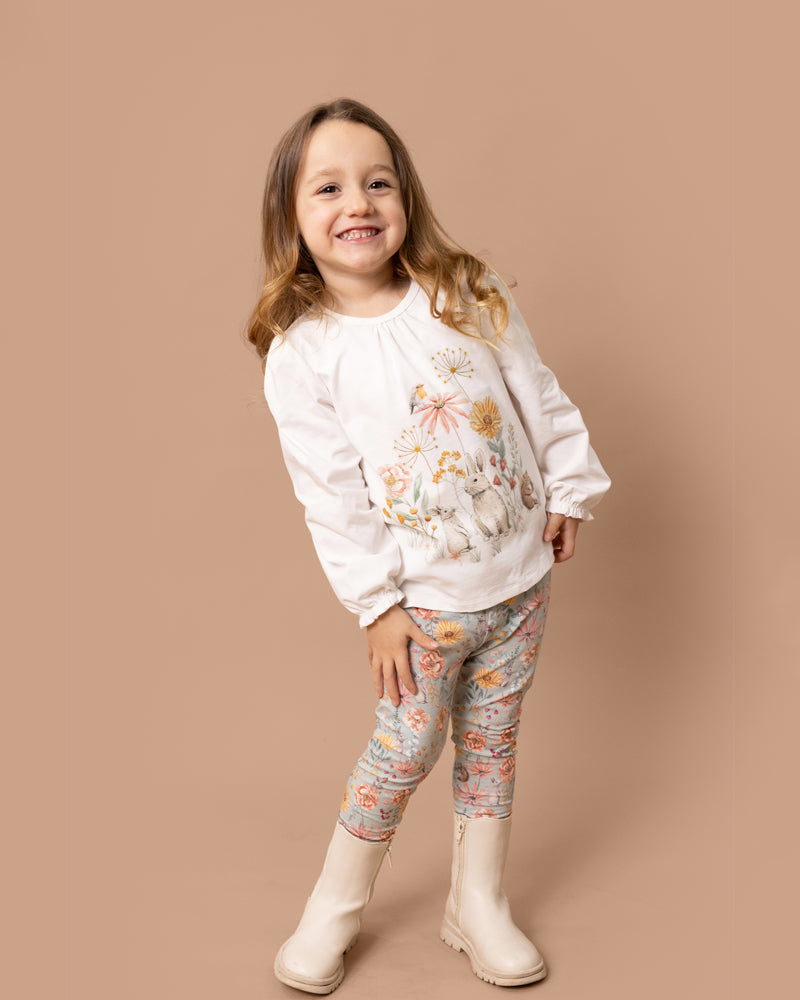 Bébé | Girls Olive Print Leggings