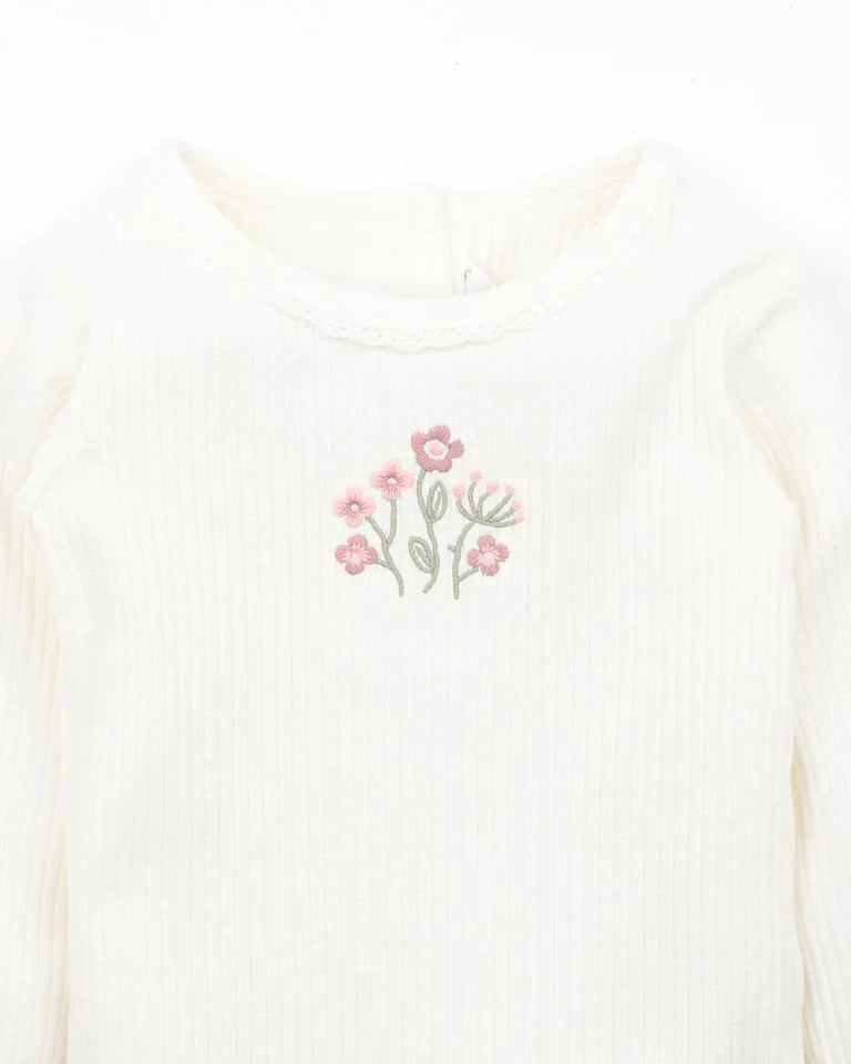 Bebe | Baby Girls Thea Cream Embroidered Bodysuit