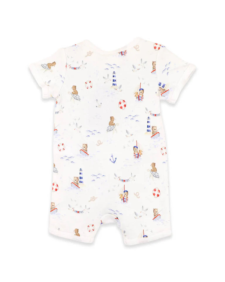 Bébé by Minihaha AXEL PRINT ORGANIC SS ZIP ROMPER