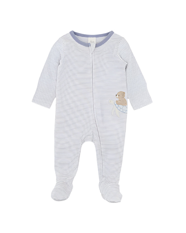 Bébé Baby  |AXEL STRIPE ORGANIC LS ZIP ROMPER