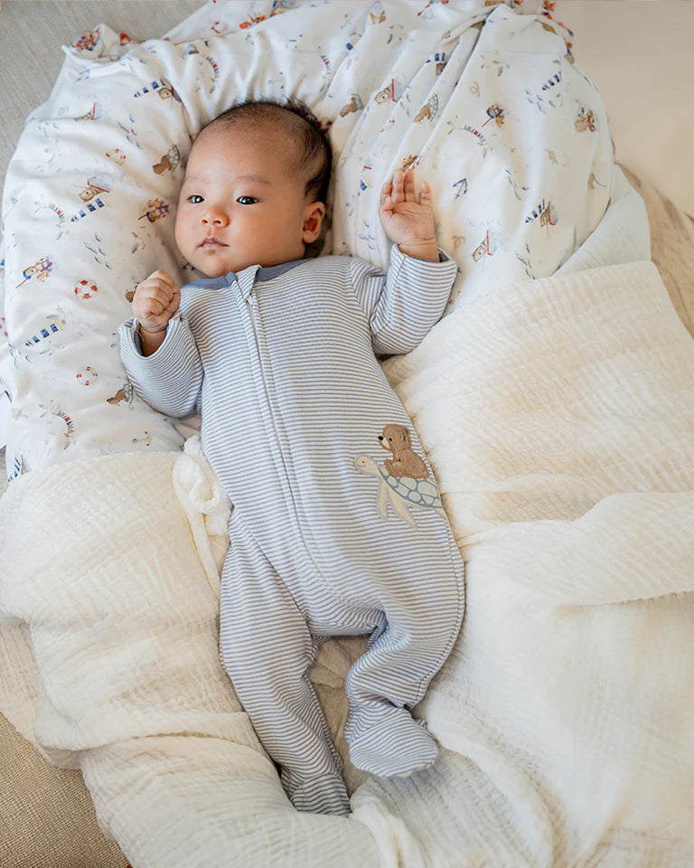 Bébé Baby  |AXEL STRIPE ORGANIC LS ZIP ROMPER