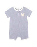 Bébé | Alexi Organic Stripe Ss ZIP Romper - Blue Stripe