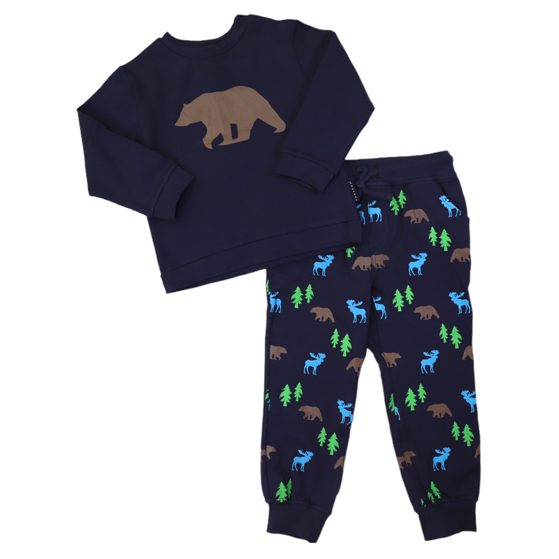 Korango | Bear Print Pyjamas-Peacoat