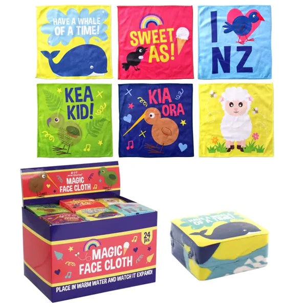 Magic Expandable NZ Wash Cloths 6asst