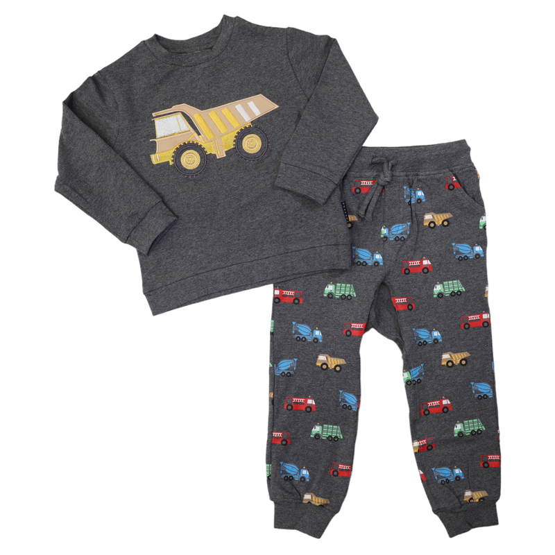 Korango | Truck Print Pyjamas- Charcoal