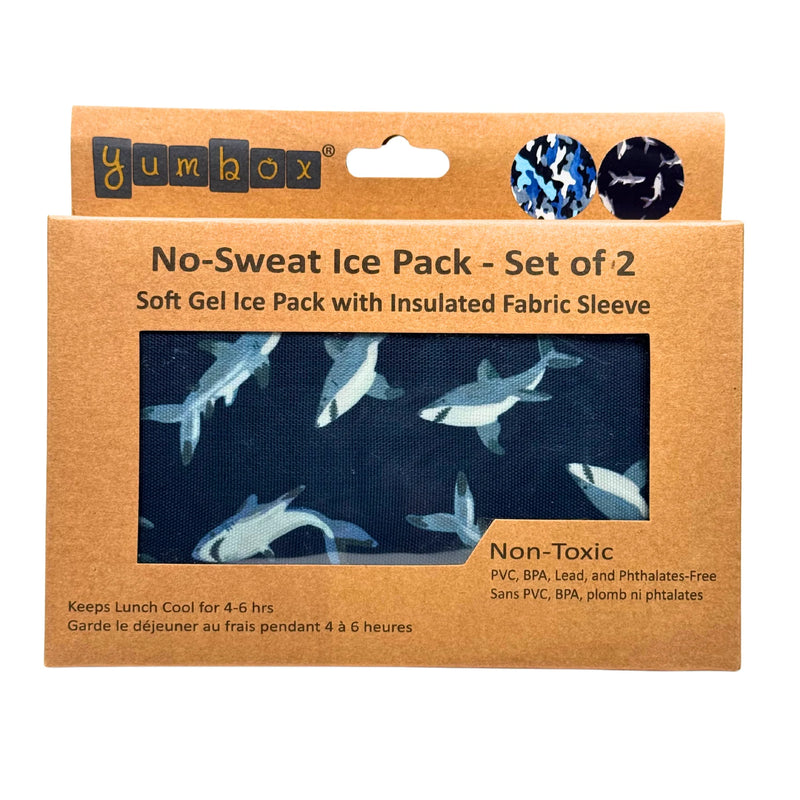 Gel Ice Packs in Fabric Sleeves 2-Pack - Sharks & Camouflage