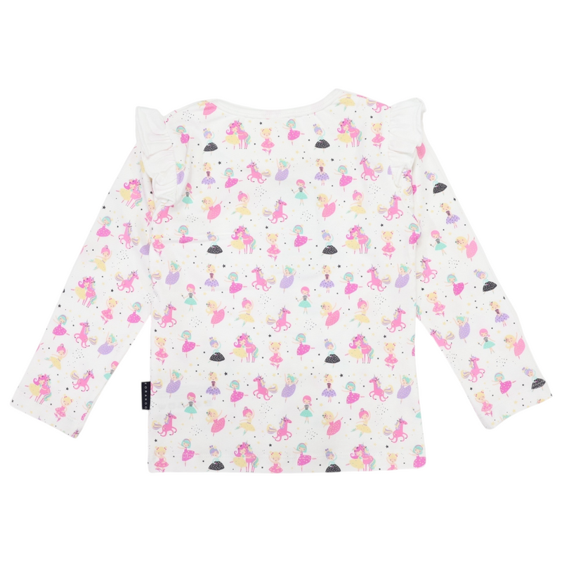 Korango | Dancing Unicorn Frill Print Tee Cream