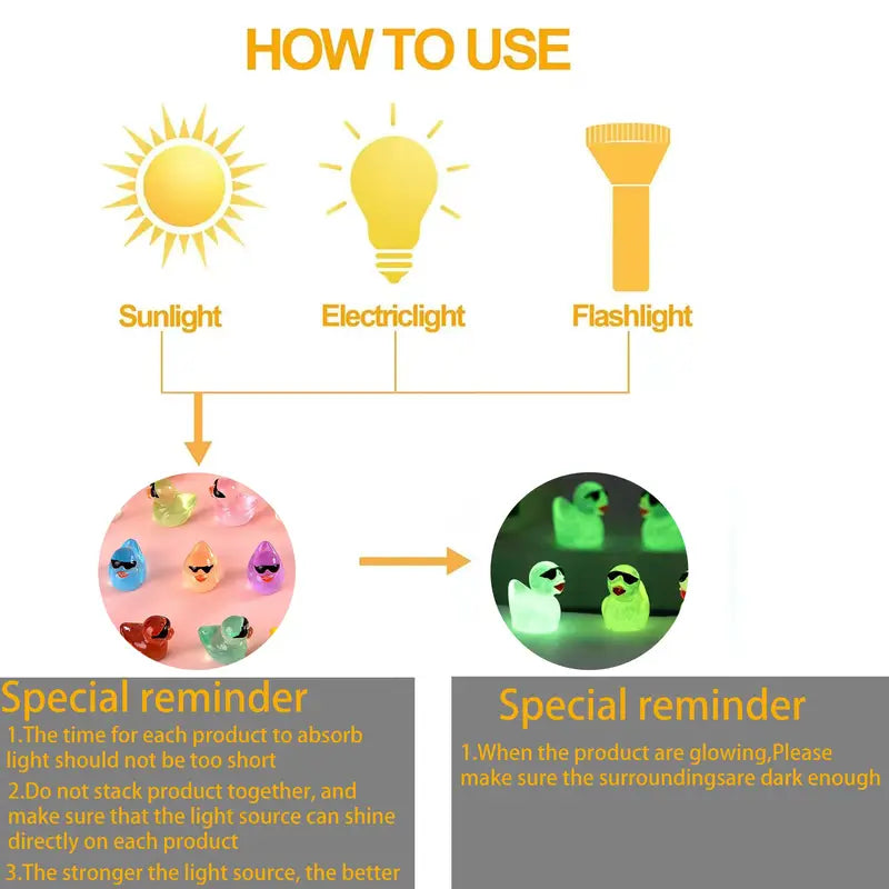 Glow In The Dark Resin Duck with Sunglasses