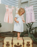 Bébé  | Bonnie Check  Embroidered Dress - Blue