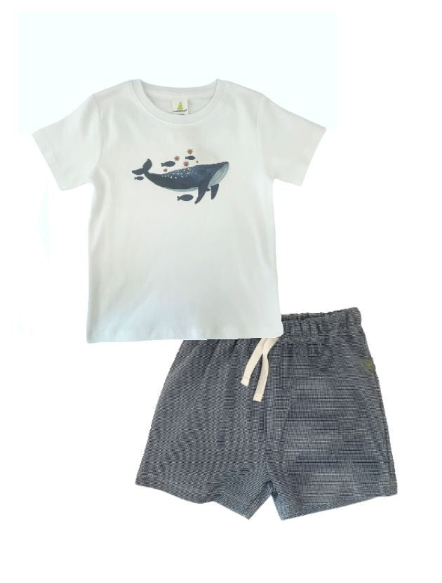 Imababy | Baby Boys Shortalls & Tee Set - Whale