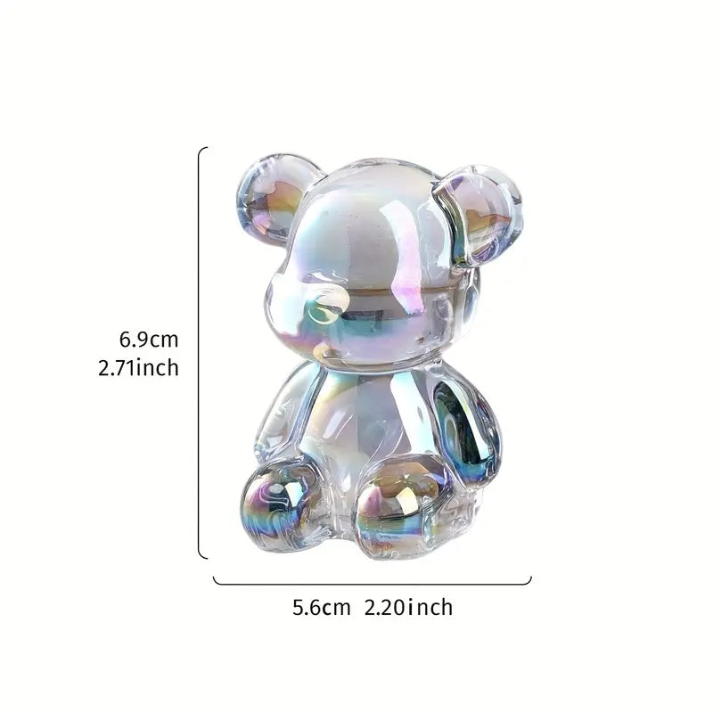 Chic Crystal Glass Bear Figurine - Multicoloured