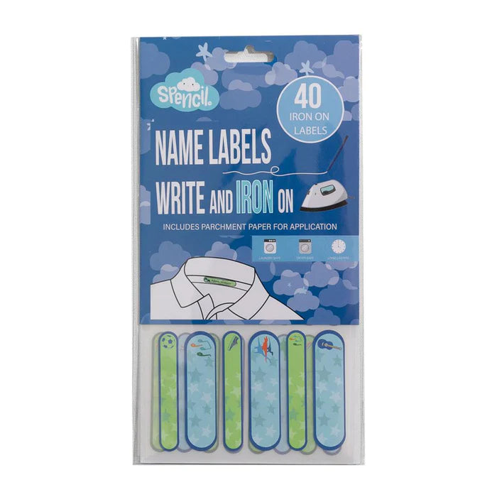 Spencil | Write & Iron On Name Labels 40pk -Blue