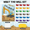 Construction Party Game - 24pcs Pin the Bucket on The Excavator Game Set