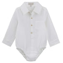 ARCHIE L/S BUTTON ROMPER - IVORY