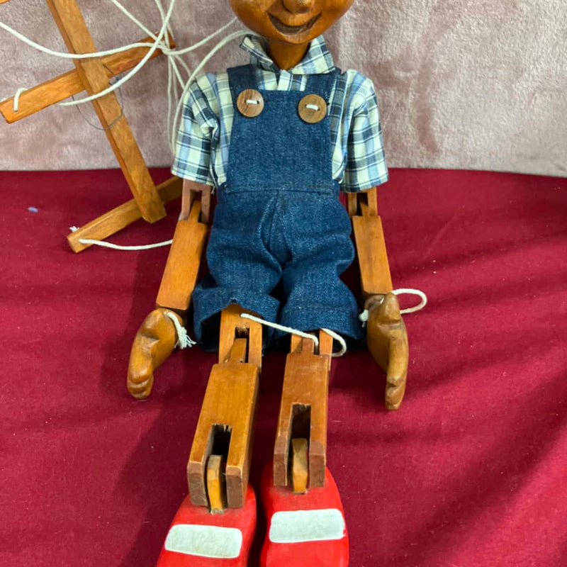 Vintage Pinocchio Hand Carved Wooden Marionette / Puppet