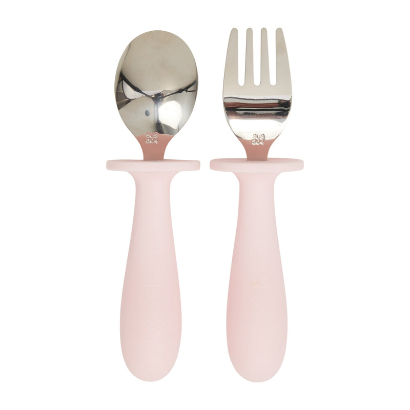 Baby Giraffe Silicone Cutlery Set - Pink